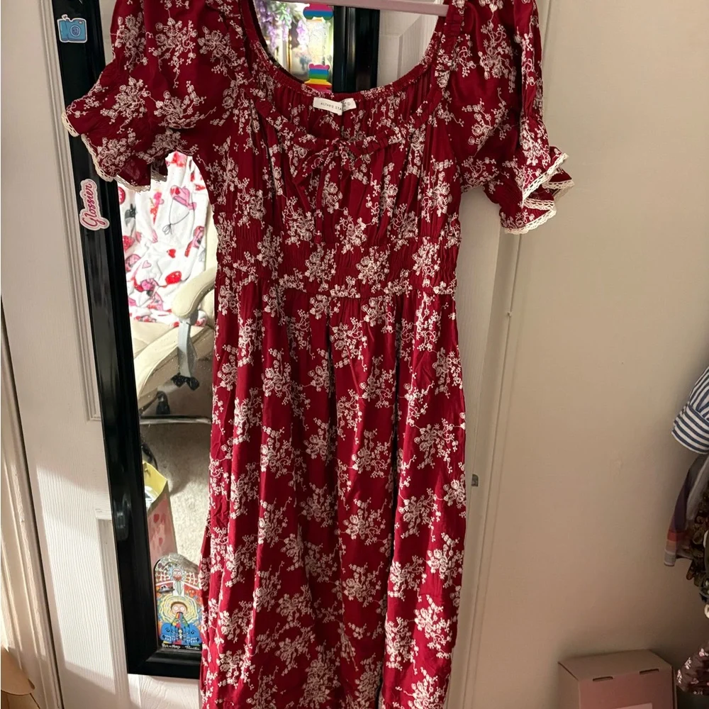 Altar'd State Aura floral maxi dress puff sleeves - Picture 4 of 5